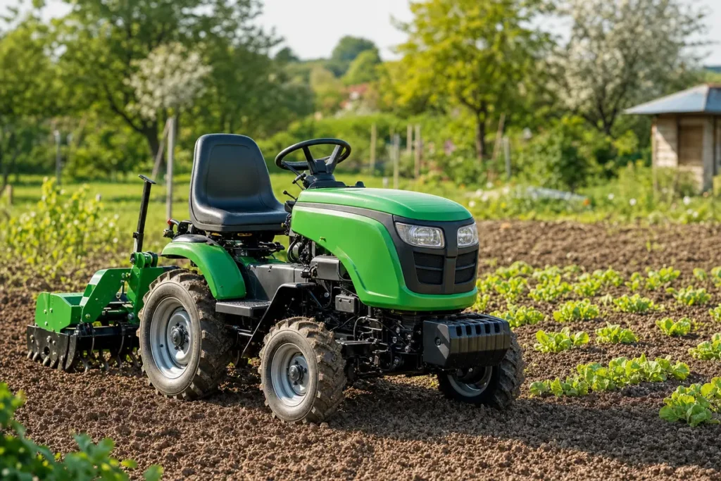 Mini traktor w akcji na małym gospodarstwie
